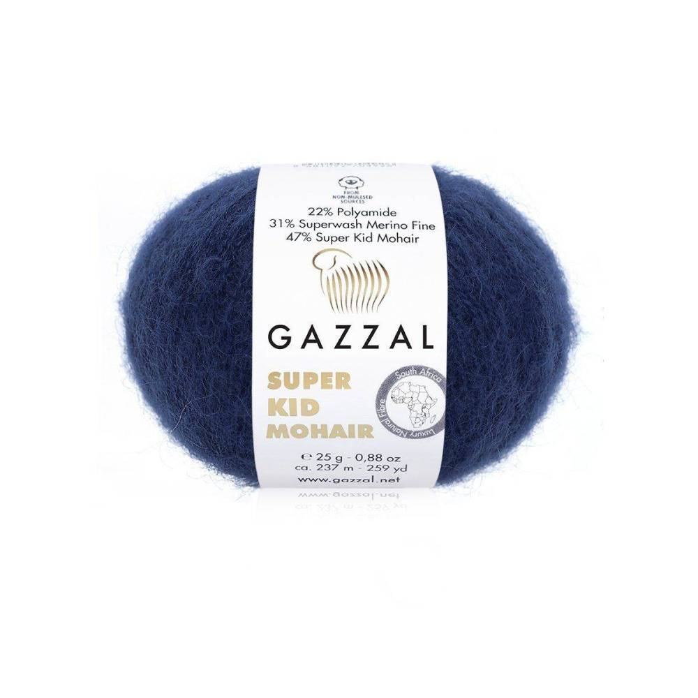 Пряжа Gazzal Super Kid Mohair полуночно-синий (64417)
