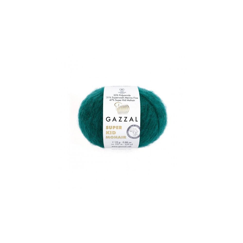 Пряжа Gazzal Super Kid Mohair темная бирюза (64418) Пряжа Gazzal Super Kid Mohair темная бирюза (64418)