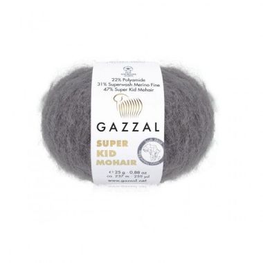 Пряжа Gazzal Super Kid Mohair зимовий попіл (64433)