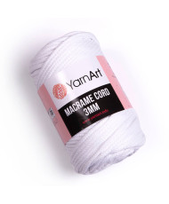 Knitted cord Macrame Cord 3 mm Yarn Art, white (751)