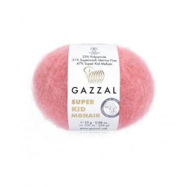 Пряжа Gazzal Super Kid Mohair кораловий (64430)