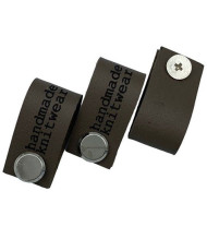 Handmade Knitwear Screw Tag, leather, Printed Font, Coffee