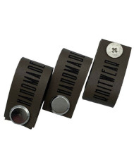 copy of Handmade Knitwear Screw Tag, leather, Designer Font, Coffee