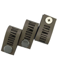 Handmade Knitwear Screw Tag, leather, Designer Font, taupe