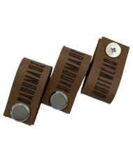 Handmade Knitwear Screw Tag, leather, Designer Font, hazelnut