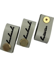 Handmade Knitwear Screw Tag, leather, handwritten font, vanilla cream