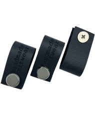 Handmade Knitwear Screw Tag, leather, Printed Font, anthracite