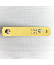 Made with LOVE Screw Tag, leather, yellow