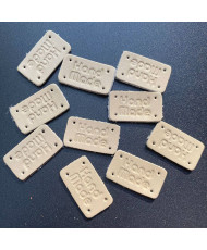 Handmade sew-on tag, leather, taupe