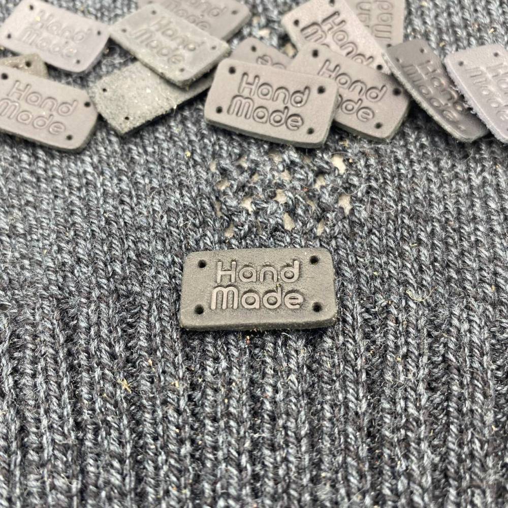 Бирка пришивная Handmade, кожа, серая Бирка пришивная Handmade, кожа, серая