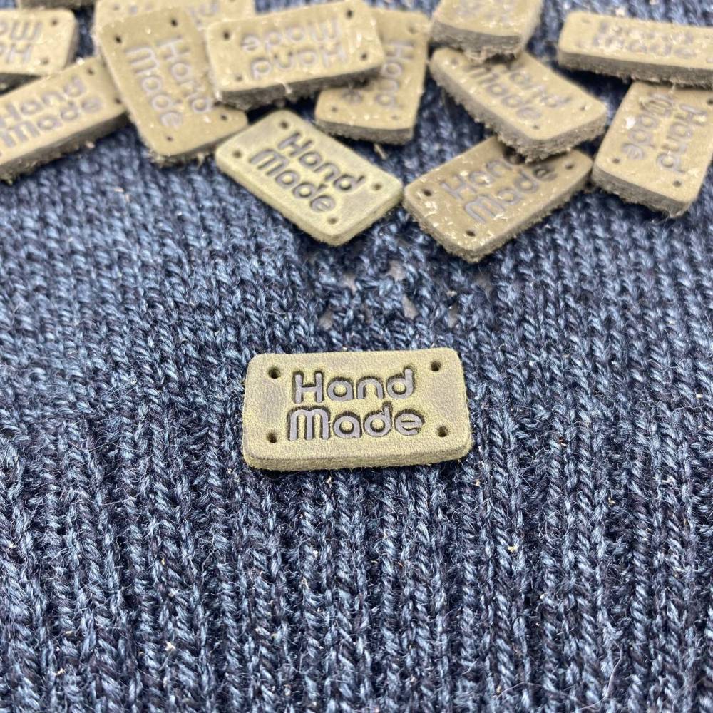 Бирка пришивная Handmade, кожа, оливка Бирка пришивная Handmade, кожа, оливка