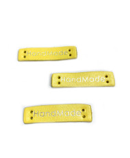 Sewing tag Handmade, leather, yellow