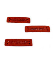 Sewing tag Handmade, leather, red