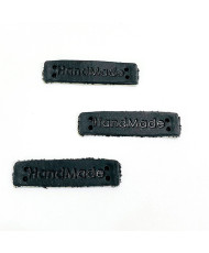 Sewing tag Handmade, leather, black