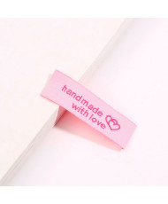 Sew-on tag HandMade with love, textile, pink