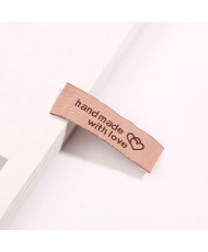 Sew-on tag HandMade with love, textile, brown