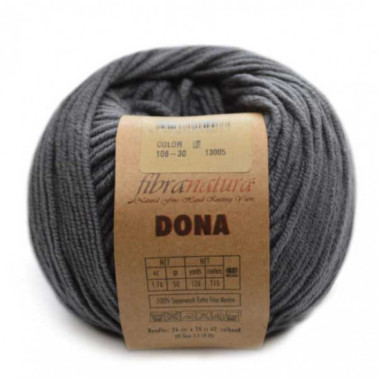 Пряжа мериносовая шерсть DONA Fibranatura - антрацит (106-30)