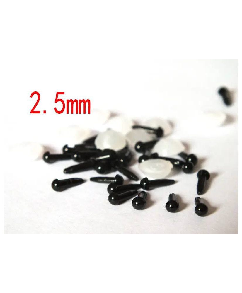 Premium black toy eyes on a leg with a twist, 2.5 mm Premium black toy eyes on a leg with a twist, 2.5 mm