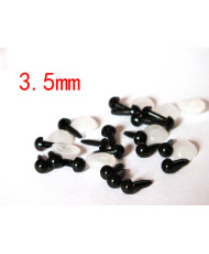 Premium black toy eyes on a leg with a twist, 3.5 mm