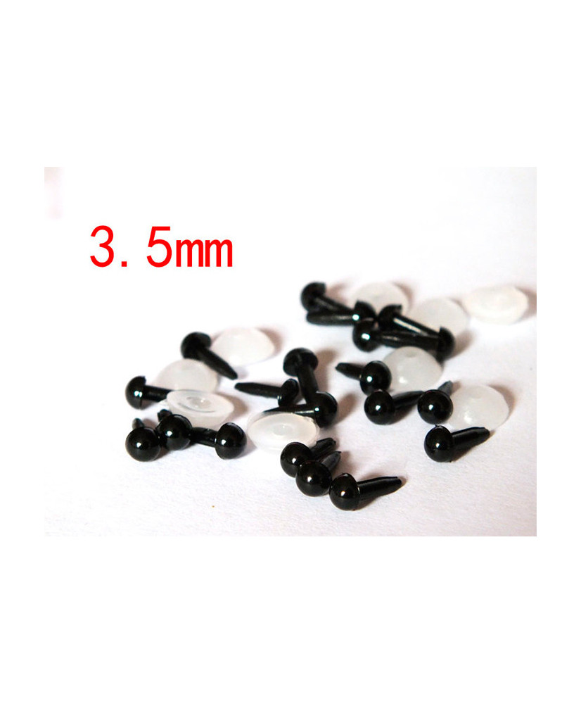 Premium black toy eyes on a leg with a twist, 3.5 mm Premium black toy eyes on a leg with a twist, 3.5 mm