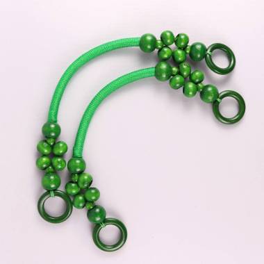 Set of handles for Vesta bag with wooden beads Green (85011)