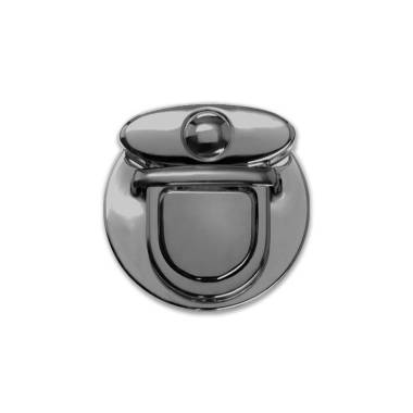 Key lock for bag round 5 cm, black metallic (61006)