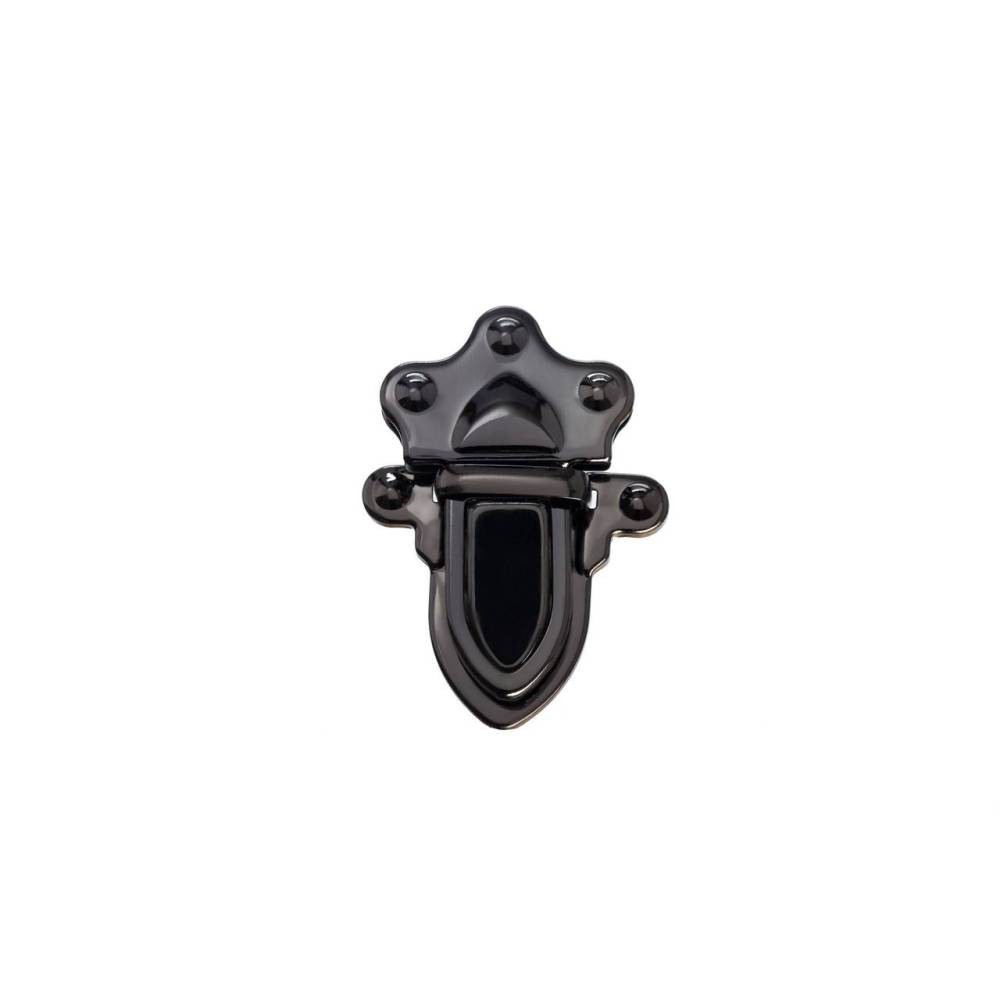 Key lock for bag, shaped, 5 cm, black metallic (61012)