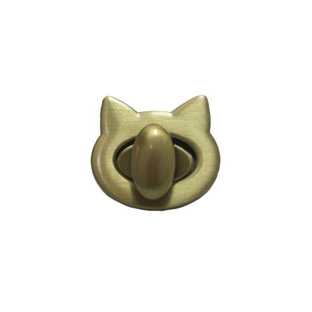 Twist lock for bag Cat 2.8x2.5 cm, bronze (61043)