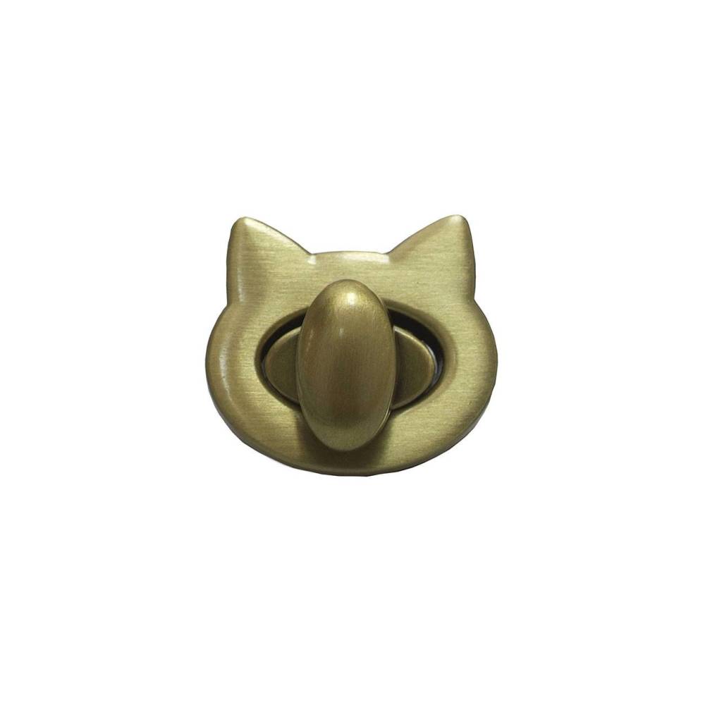 Twist lock for bag Cat 2.8x2.5 cm, bronze (61043)