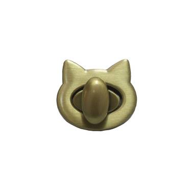 Twist lock for bag Cat 2.8x2.5 cm, bronze (61043)