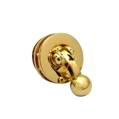 Bag lock round with ball 3 cm, gold (61074)