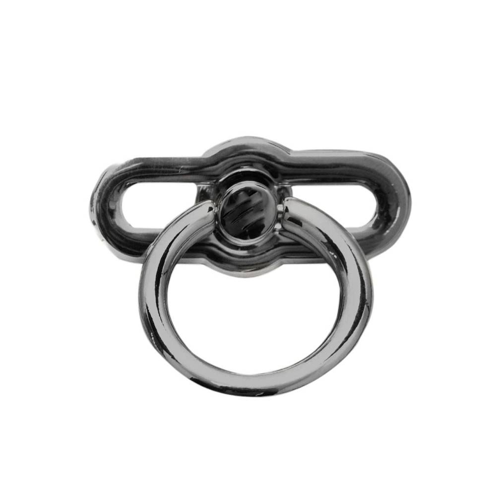 Bag lock oval 5*2 cm, black metallic (61079)