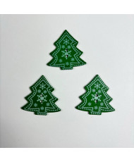 Wooden button, Green Christmas tree, 30*30 mm
