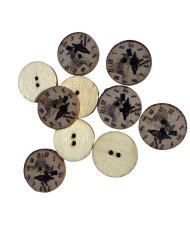 Wooden button, Clock with a bird  N3, 20 mm