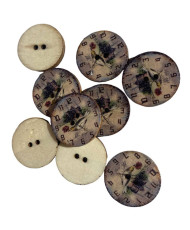 Wooden button, Clock with a bird  N2, 20 mm