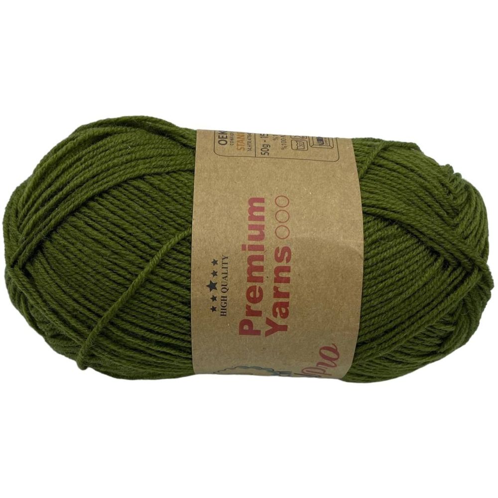 Пряжа мериносовая шерсть WoolPro Premium Yarns, хаки (507) Пряжа мериносовая шерсть WoolPro Premium Yarns, хаки (507)