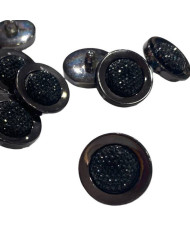 Button dark nickel with rhinestones, 25 mm