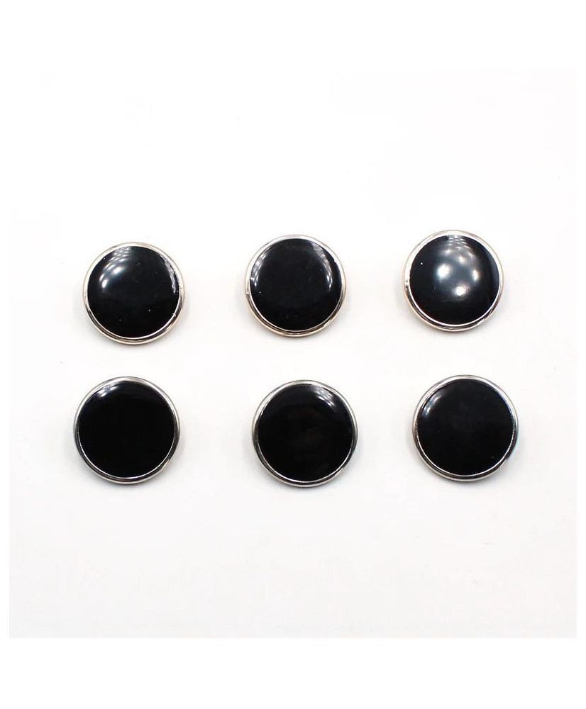 Button on a shank, black with a gold rim, 10 mm