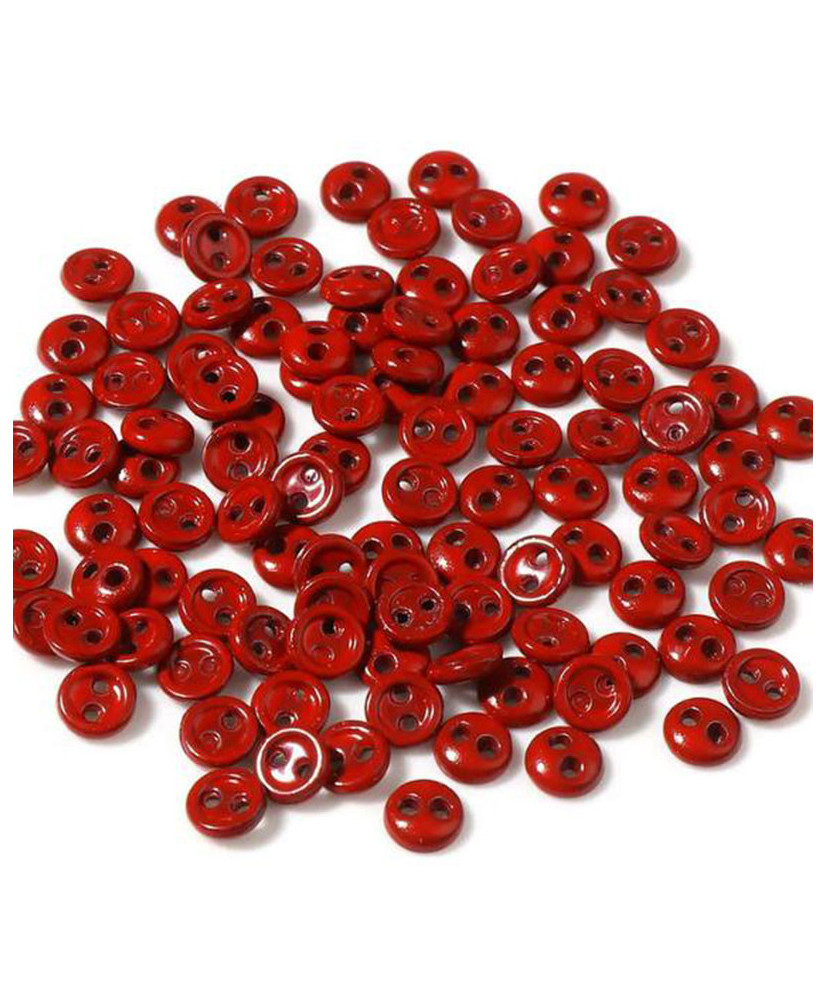 Set of mini red buttons, 3 mm, 50 pcs.