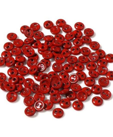 Set of mini red buttons, 3 mm, 50 pcs.