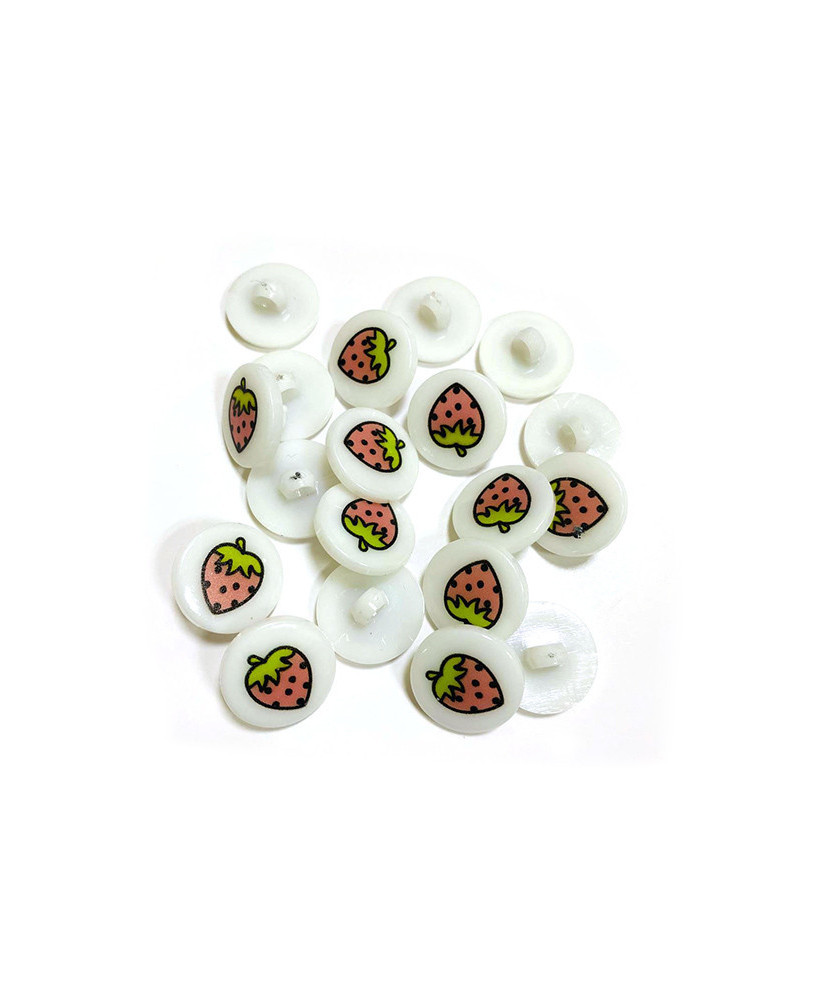 Plastic button, Strawberry,  17 mm