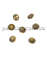 Gold plated button, anchor, 12 mm