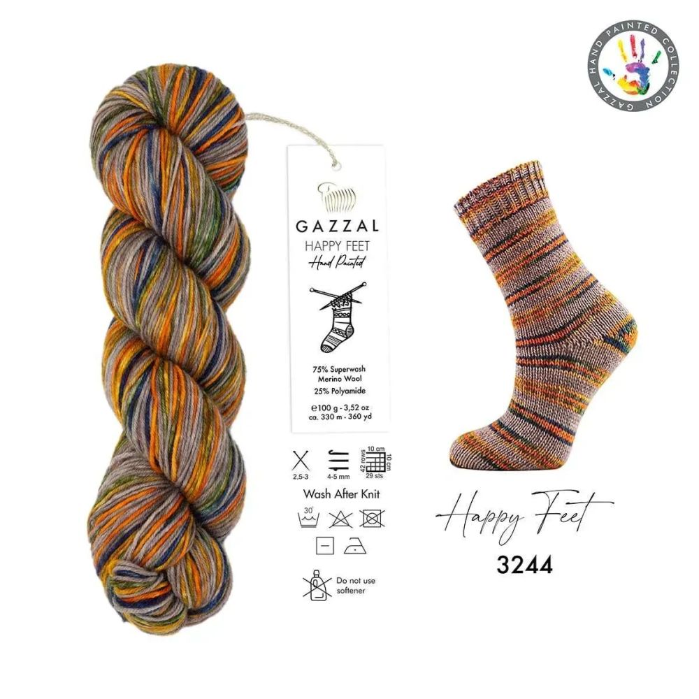 Пряжа Gazzal Happy Feet мультиколор (3244) Пряжа Gazzal Happy Feet мультиколор (3244)