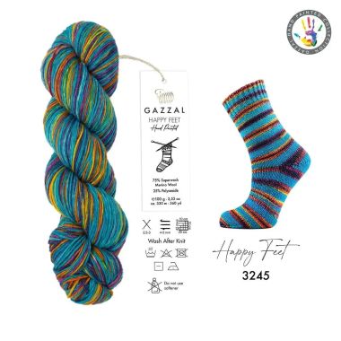 Пряжа Gazzal Happy Feet мультиколор (3245)