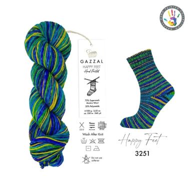 Пряжа Gazzal Happy Feet мультиколор (3251)