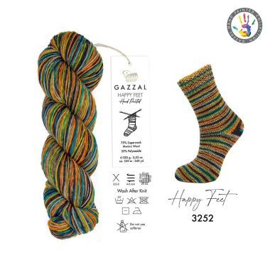 Пряжа Gazzal Happy Feet мультиколор (3252)