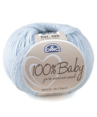 Merino wool yarn 100% Baby DMC, white and blue (071)