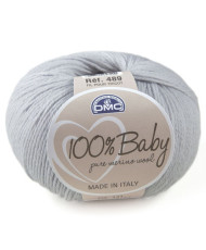 Merino wool yarn 100% Baby DMC, white-gray (121)