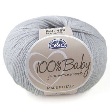 Merino wool yarn 100% Baby DMC, white-gray (121)