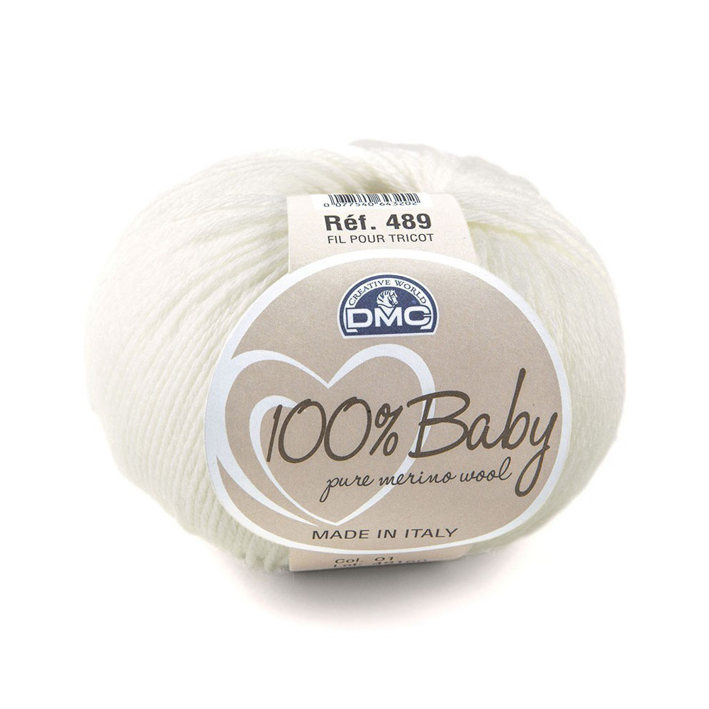 Пряжа мериносовая шерсть 100% Baby DMC, сливочный белый (01) Пряжа мериносовая шерсть 100% Baby DMC, сливочный белый (01)